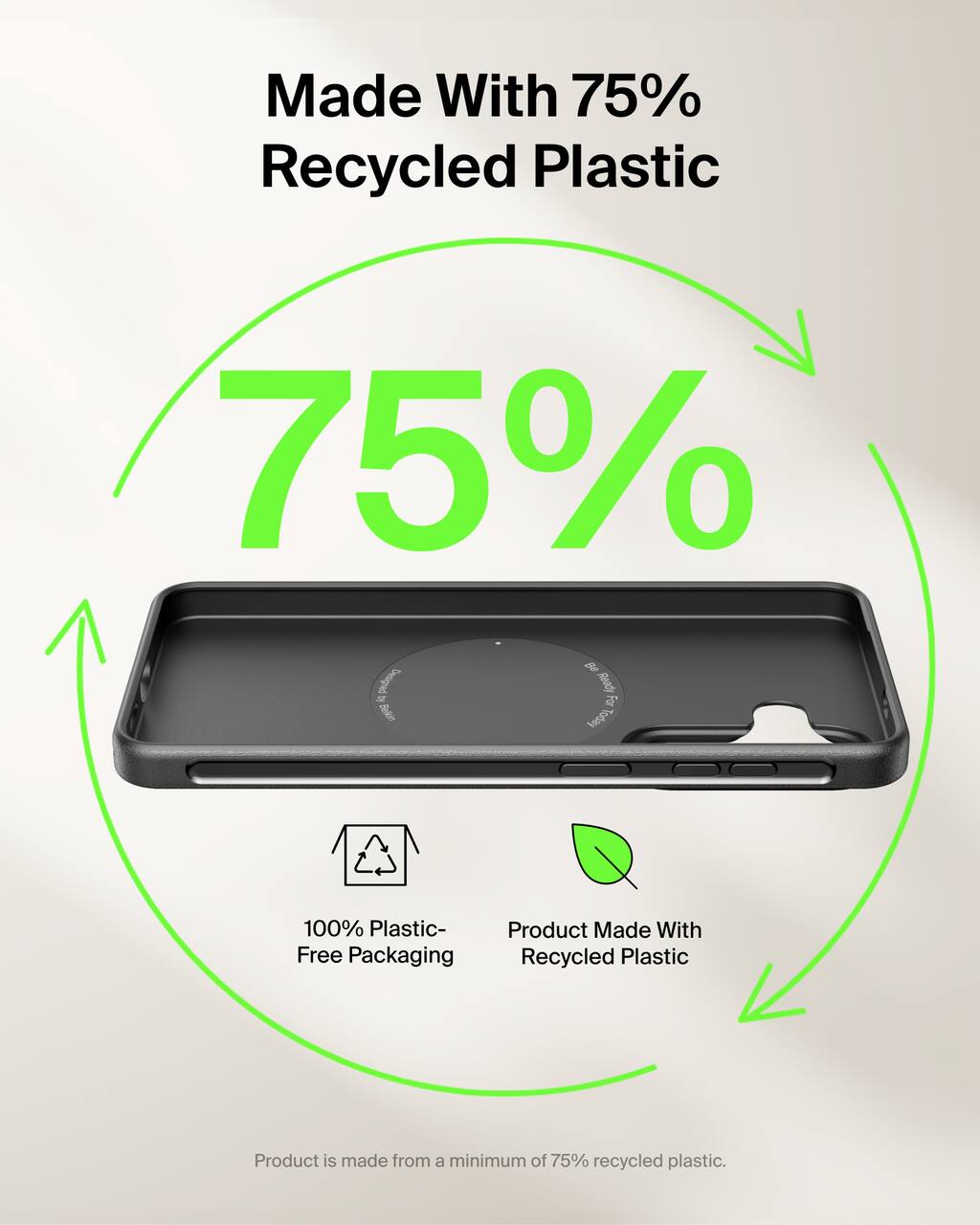 Made With 75% Recycled Plastic

75%

100% Plastic-Free Packaging

Product Made With Recycled Plastic

Product is made from a minimum of 75% recycled plastic.