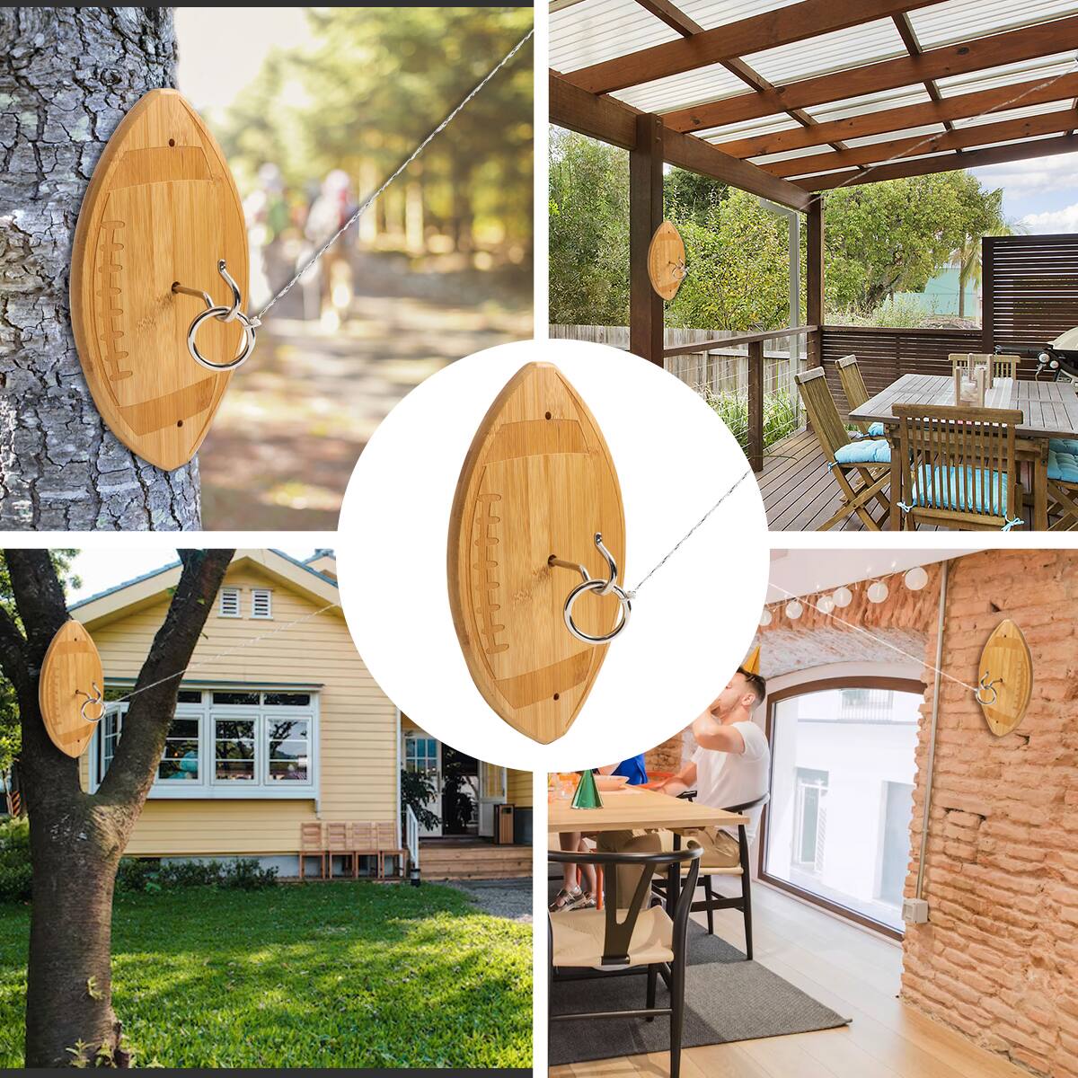 Alt View 1. GSE Games & Sports Expert - Ring Toss Hook Game for Adults,Hook and Ring Toss Game Wall Mount for Outdoor/Indoor(Football).