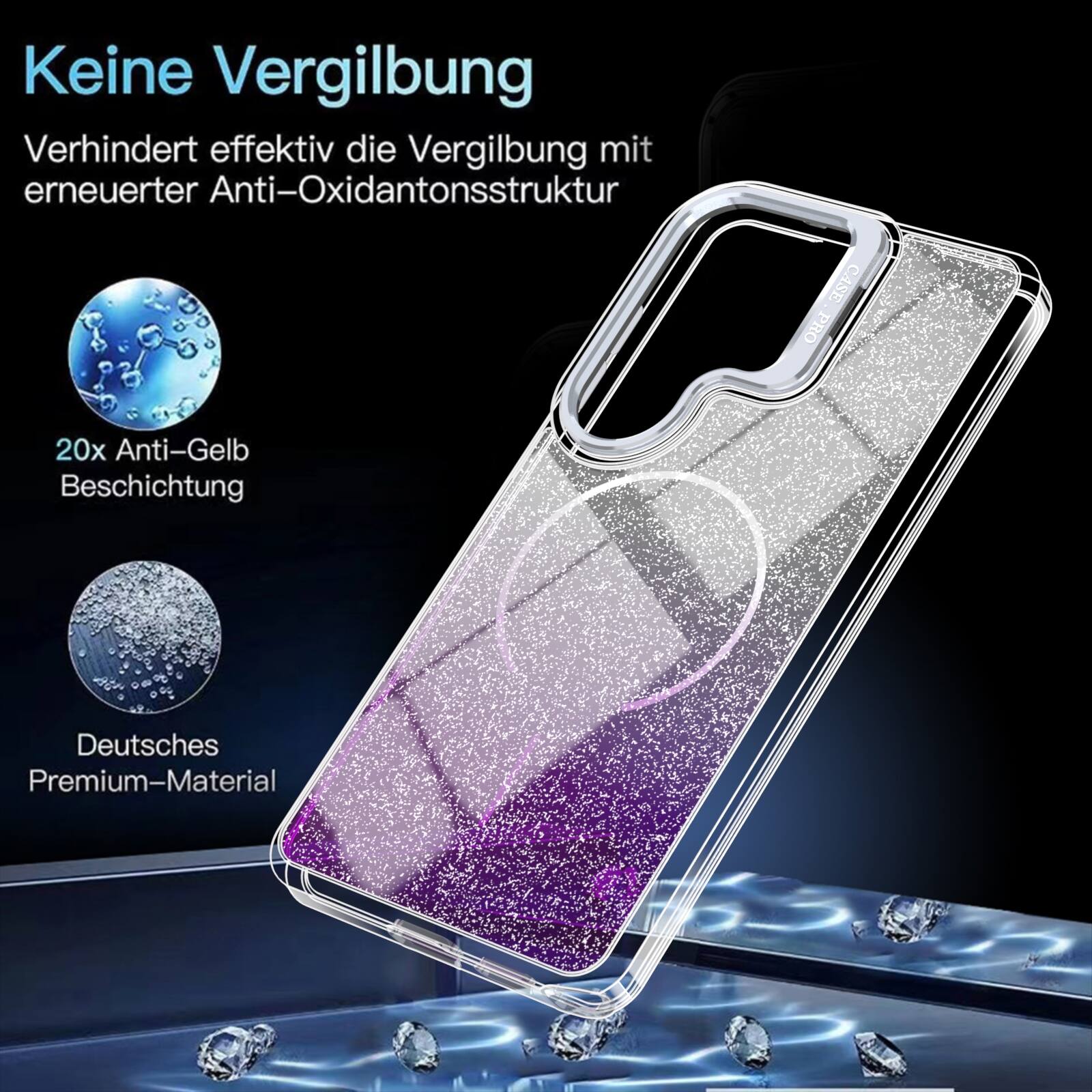 Keine Vergilbung  
Verhindert effektiv die Vergilbung mit erneuerter Anti-Oxidantonsstruktur  
20x Anti-Gelb Beschichtung  
Deutsches Premium-Material