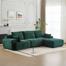 Kadyn - Modern Memory Foam Compressed Sofa, Large Pet-Friendly Sectional Couches, Corduroy Fabric, Green - Green
