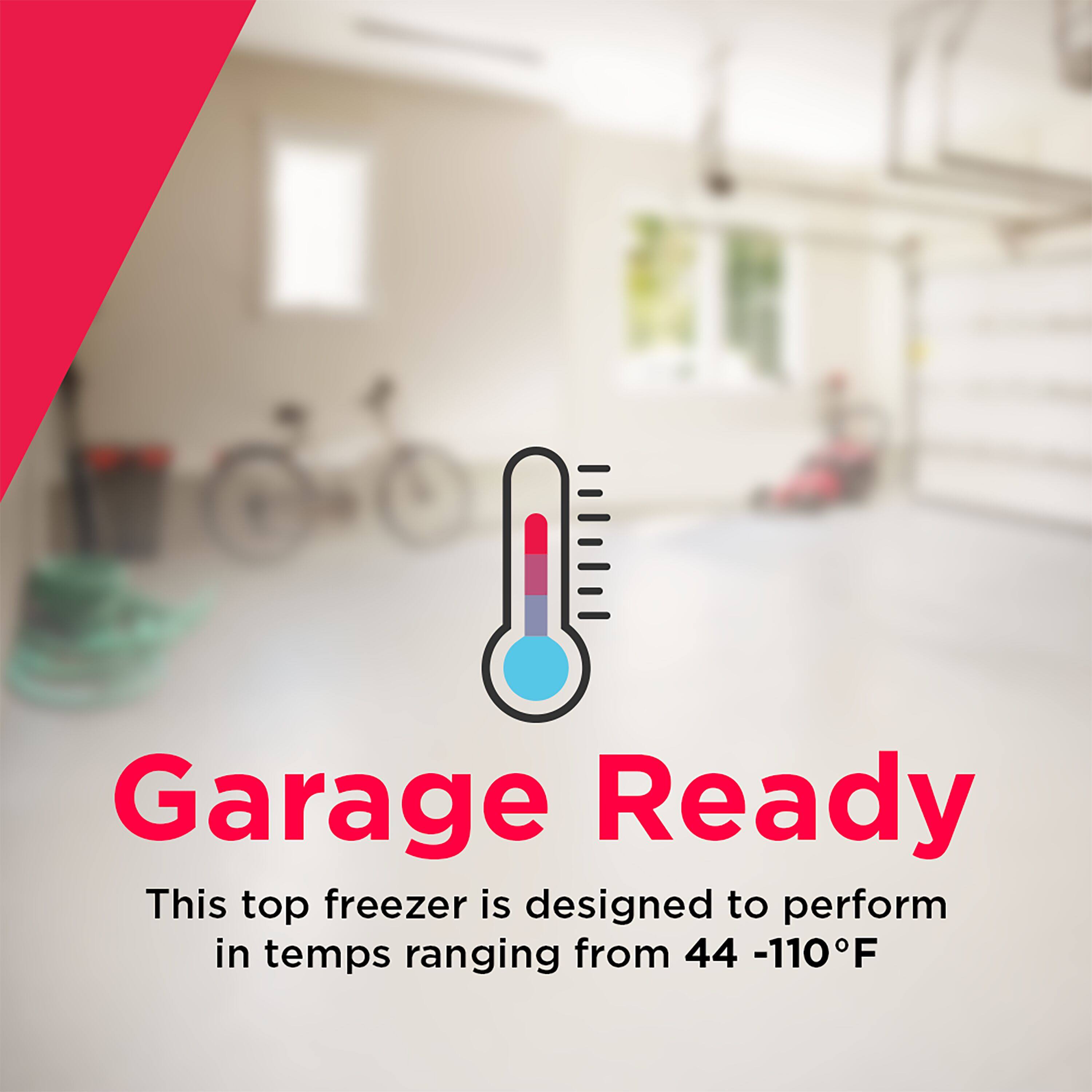 Garage Ready  
This top freezer is designed to perform in temps ranging from 44 -110°F