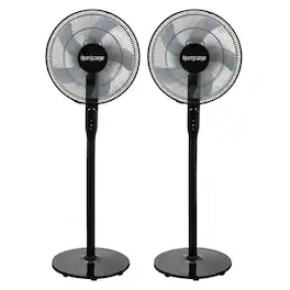 Hurricane - 2 Pack 16" Energy Efficient Adjustable Standing Fan, 12 Speed Settings - Black