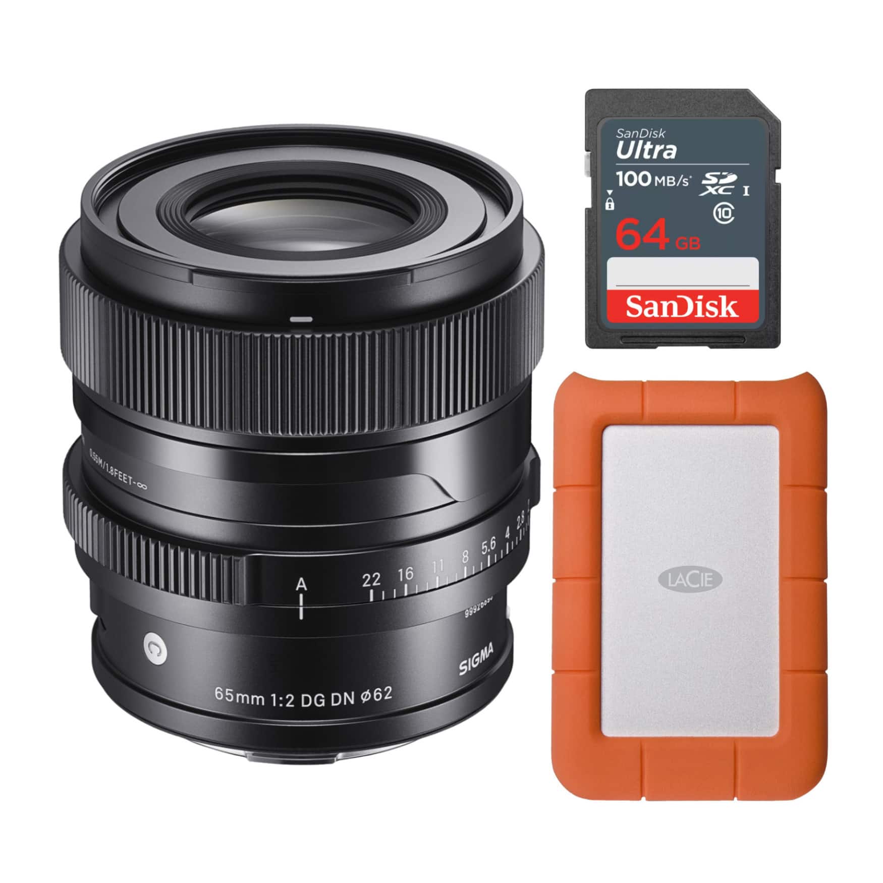 Sigma - I Series 65mm f/2 DG DN Contemporary Lens for Sony E Mount Bundle