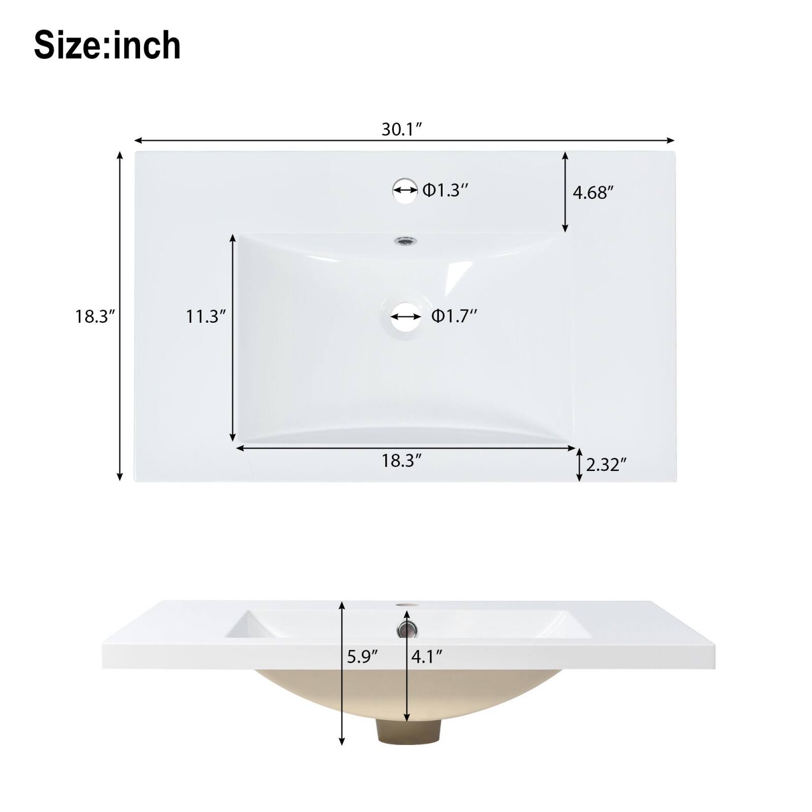 Size: inch  
30.1" x 1.3" x 4.68" x 18.3" x 11.3" x 1.7" x 18.3" x 2.32" x 5.9" x 4.1"