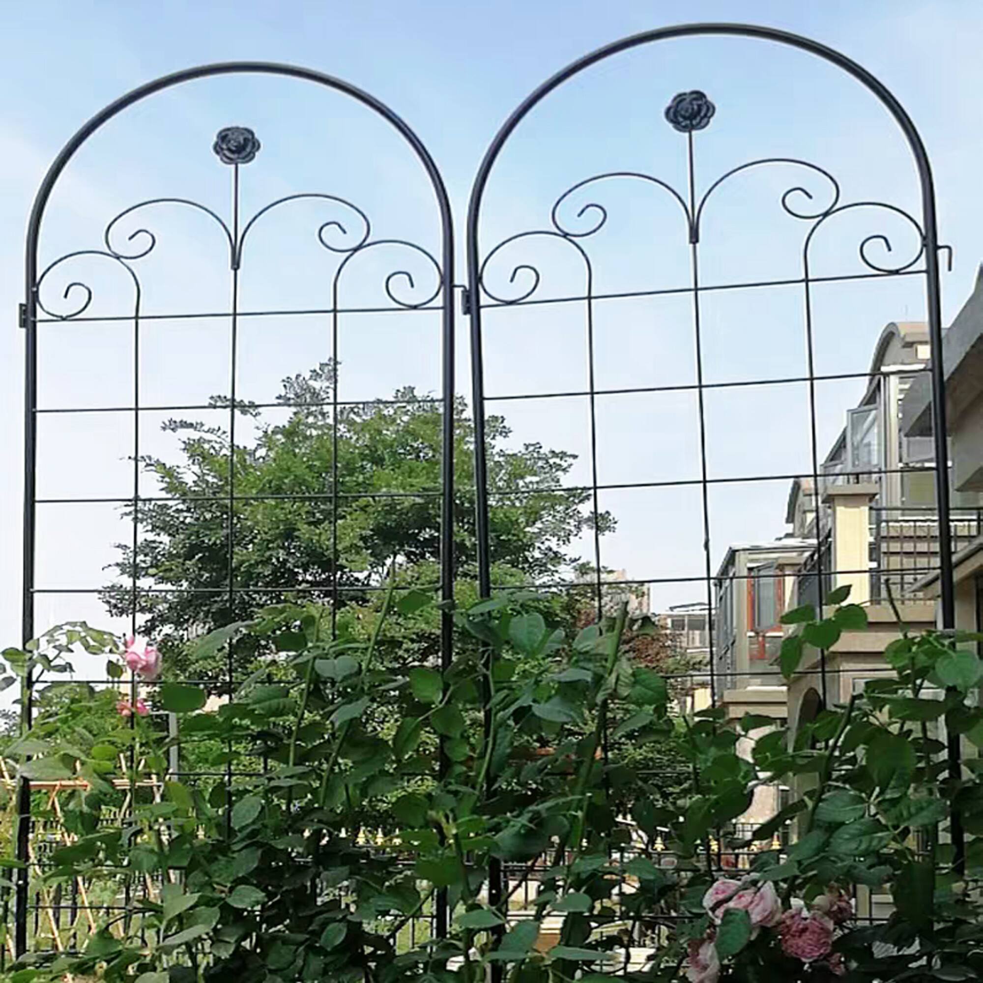 Alt View 6. Loheer - 7.2 x 1.6 ft 4 Pack Metal Garden Trellis - Rustproof Outdoor Plant Support.