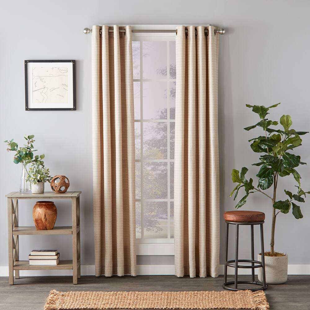 SKL Home - Saturday Knight Ltd Maeve Sophisticated Yarn Dyed Woven Horizontal Pattern Window Panel - 40" x 108" - Tan