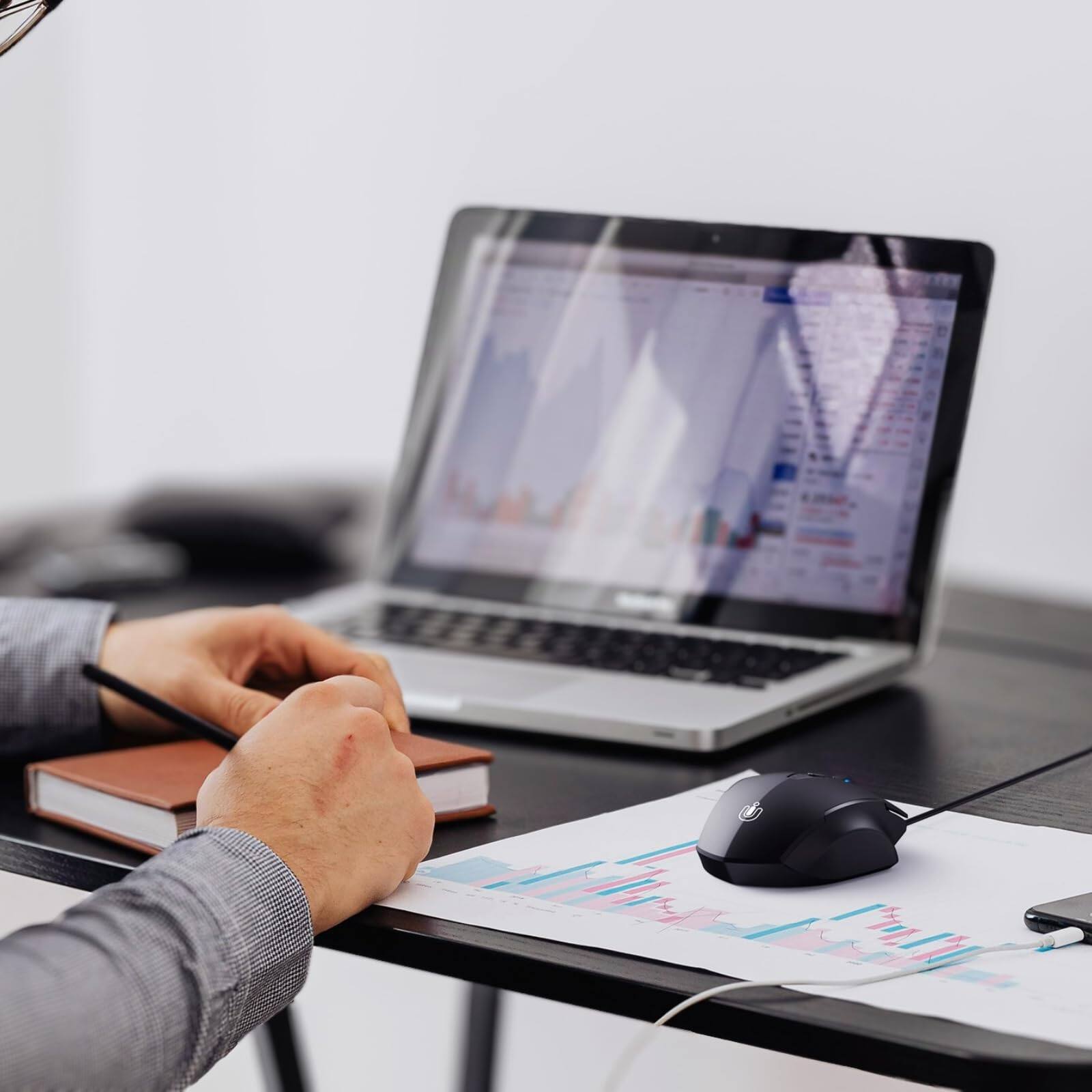 Alt View 4. PO3TICJUNKI3 - Mouse With Buttons Design 5m Cable Computer Mice 7200dpi Optical Laptop - black.