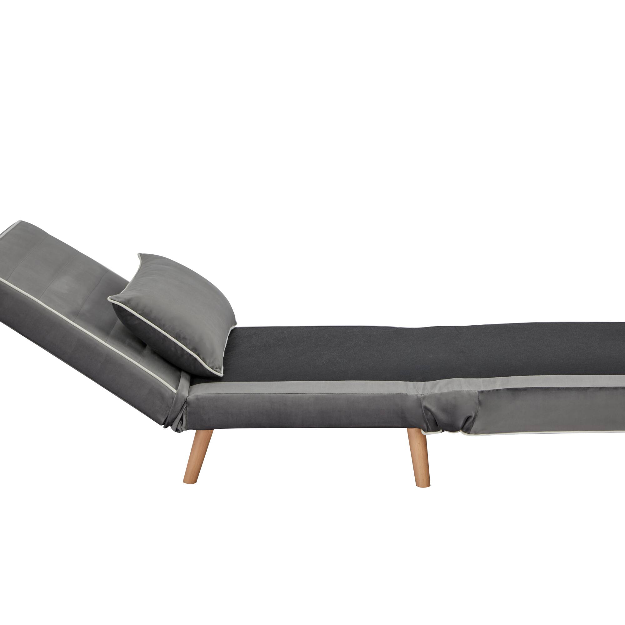 Alt View 5. GOODSILO - Modern Velvet Foldable Sleeper Chair with Adjustable Backrest - Converts to Bed in Seconds - Grey.