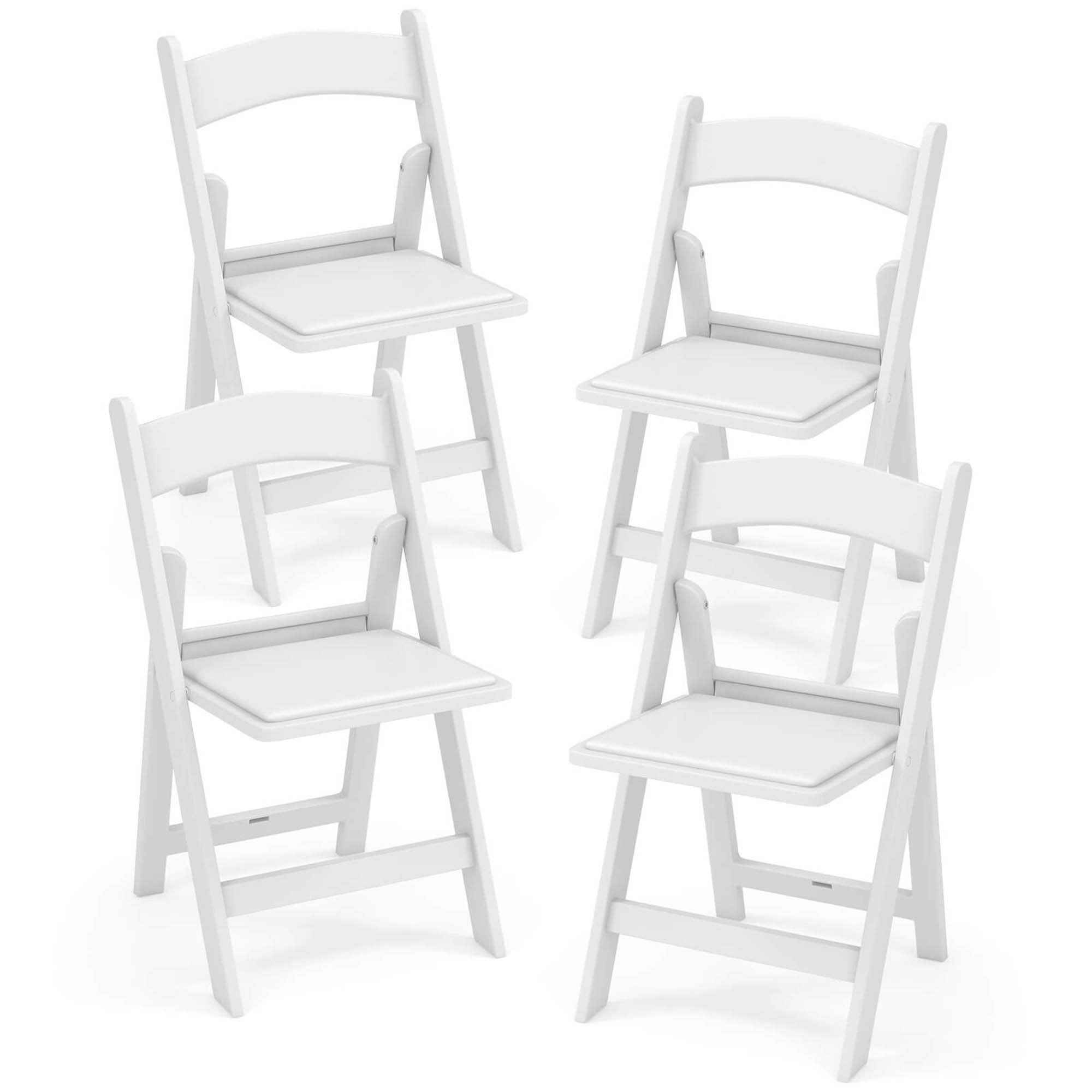 Alt View 8. Costway - Costway 4 Pack Resin Folding Chairs with Padded Seat All-Weather Resin Frame Patio - White.