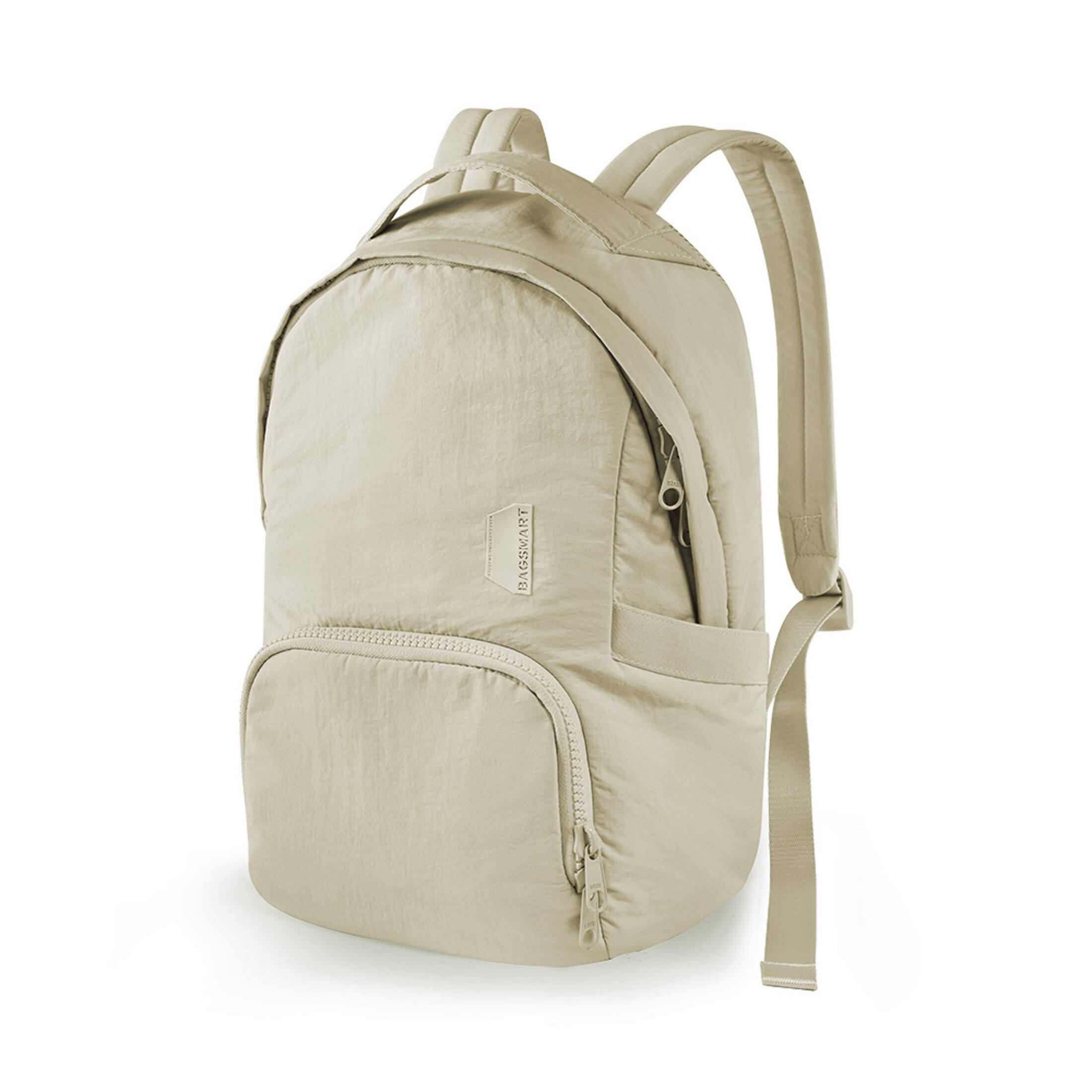 Angle. Bagsmart - Zoraesque Laptop Backpack Fits 13" Computer, 14L Featherlight School Bookbag Casual Daypack for Women Men Travel - Cream.