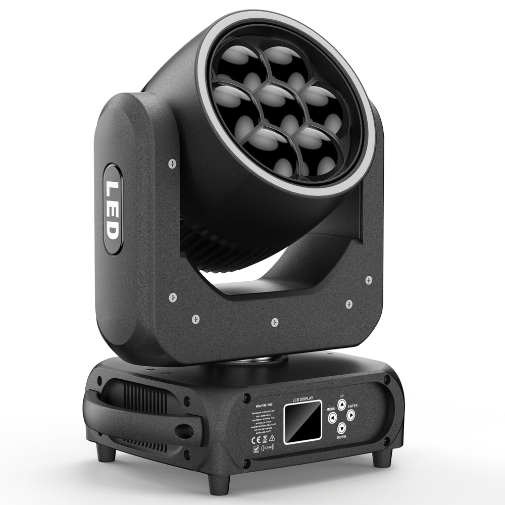 UKing - 40W Mini 7-LED Moving Head | RGB Halo Ring | 16.7M Colors | DMX/Auto/Sound/MS | Pixel Control