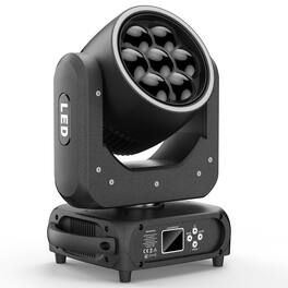 UKing - 40W Mini 7-LED Moving Head | RGB Halo Ring | 16.7M Colors | DMX/Auto/Sound/MS | Pixel Control