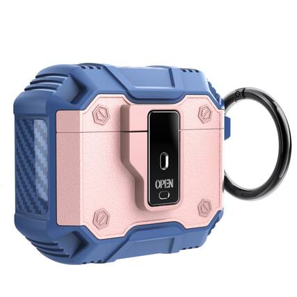 Front. Stock Preferred - Rugged Shockproof Case for AirPods Pro with Keychain & Secure Lock Rose Gold - Rose Gold.