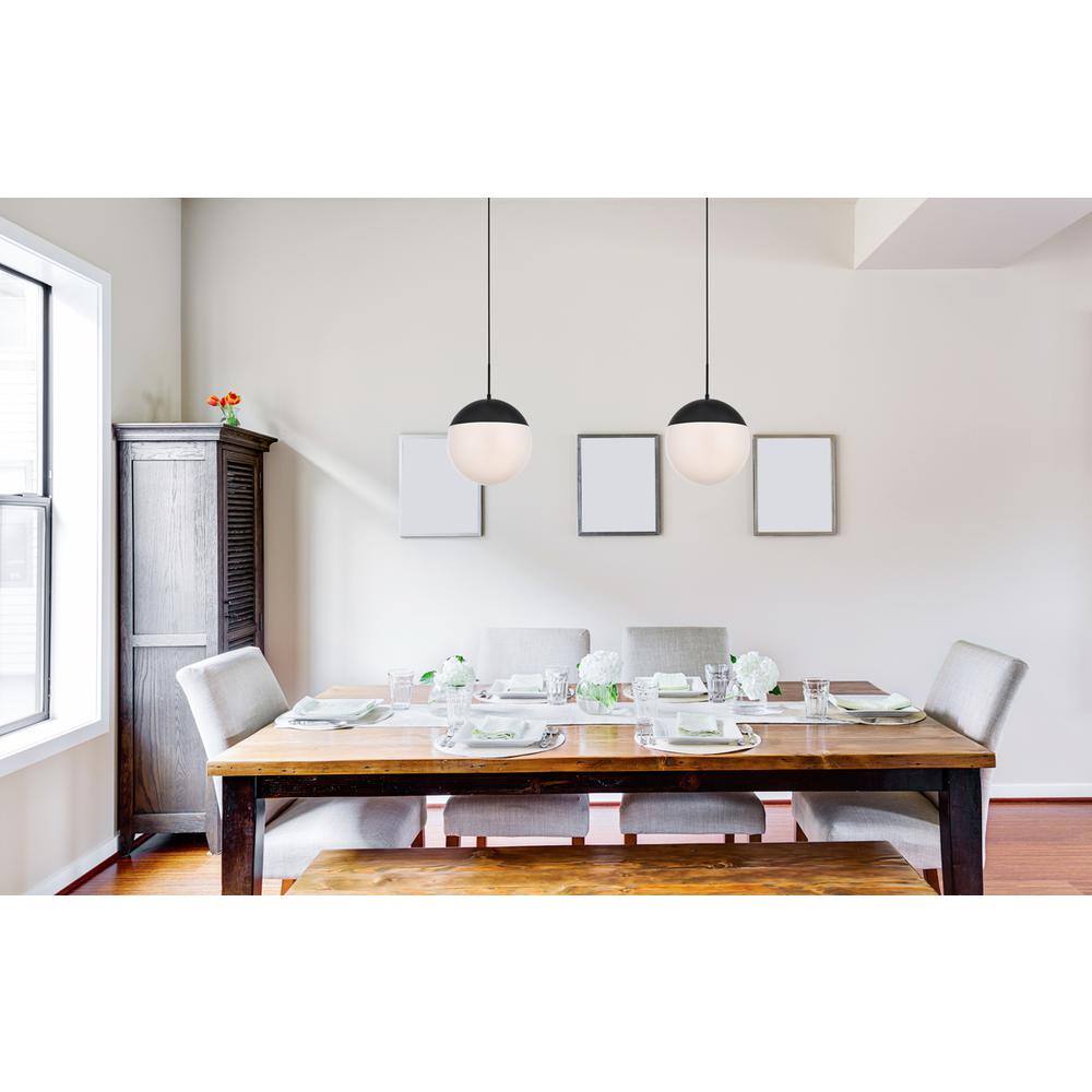Back. Living District - Eclipse 1 Light Black Pendant With Frosted White Glass - Black And Frosted White.
