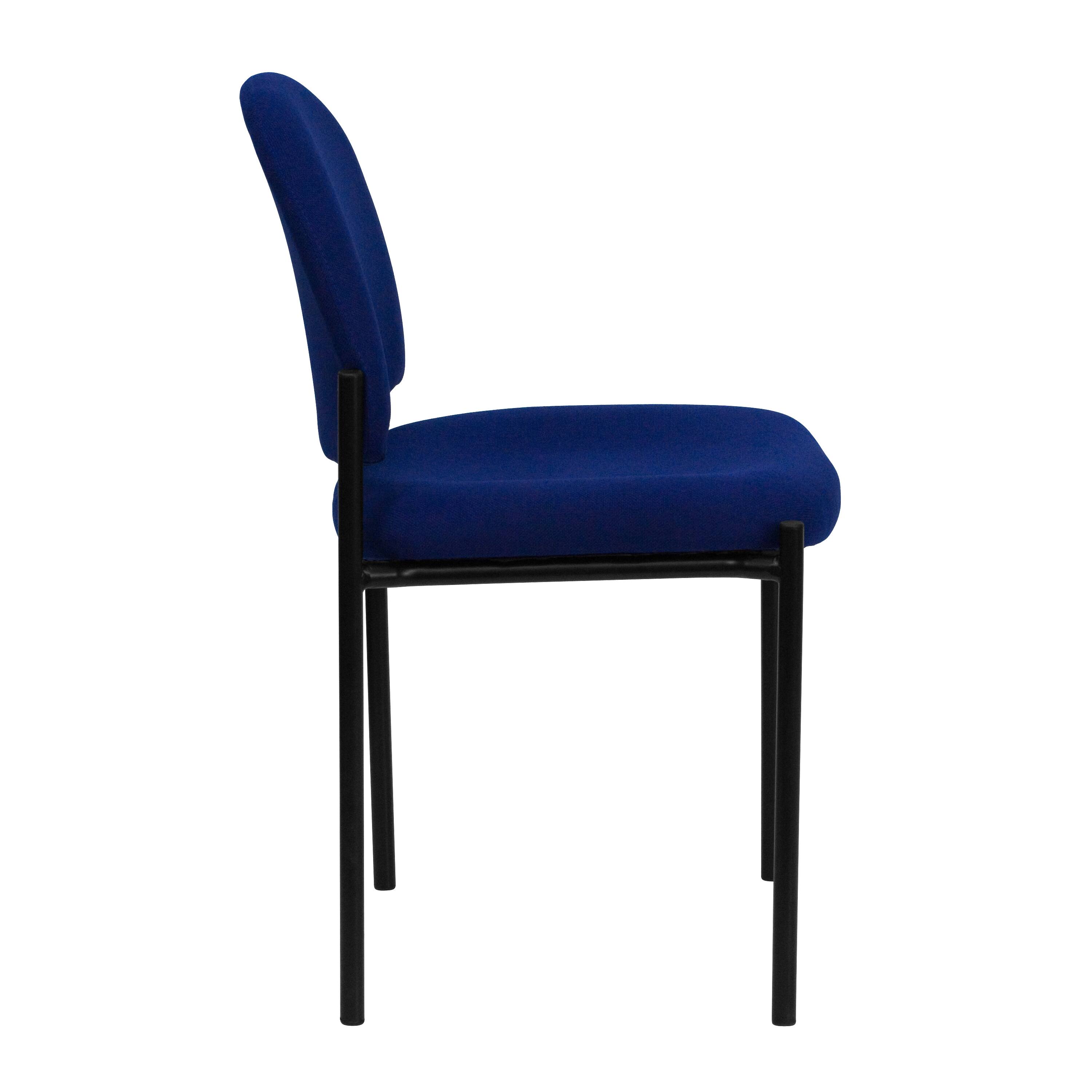 Alt View 3. Emma + Oliver - Comfort Stackable Steel Side Reception Chair - Navy Fabric.