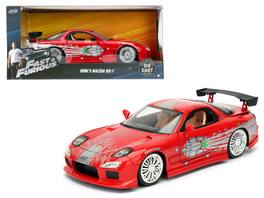 Dom's Mazda RX-7 with Graphics "Fast & Furious" Movie 1/24 Diecast Model Car by Jada - Red