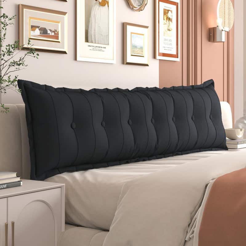 wowmax - King Headboard Pillow Soft Reading Pillow with Removable Cover - Black