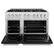 Left. ZLINE - 48 in. Wide 8 Burner 6.7 cu. ft. Freestanding Classic Satin Steel Gas Range with Black Matte Doors - Black Matte.