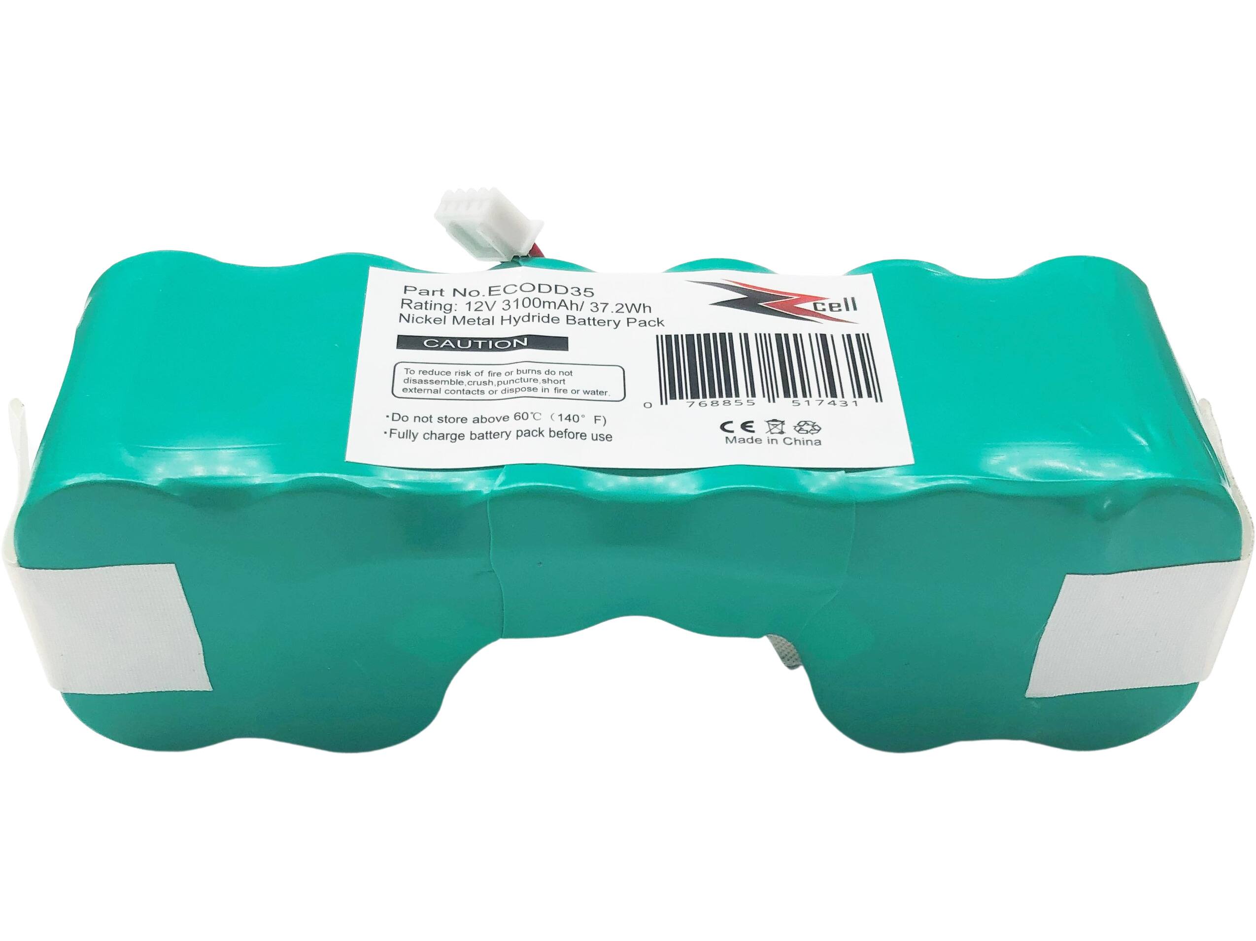 Part No. ECODD35  
Rating: 12V 3100mAh / 37.2Wh Nickel Metal Hydride Battery Pack  

CAUTION  
- Reduce risk of fire or burns do not disassemble, crush, puncture, short external contacts or dispose in fire or water.  
- Do not store above 60°C (140°F).  
- Fully charge battery pack before use.  

768855 517431  
CEB  
Made in China