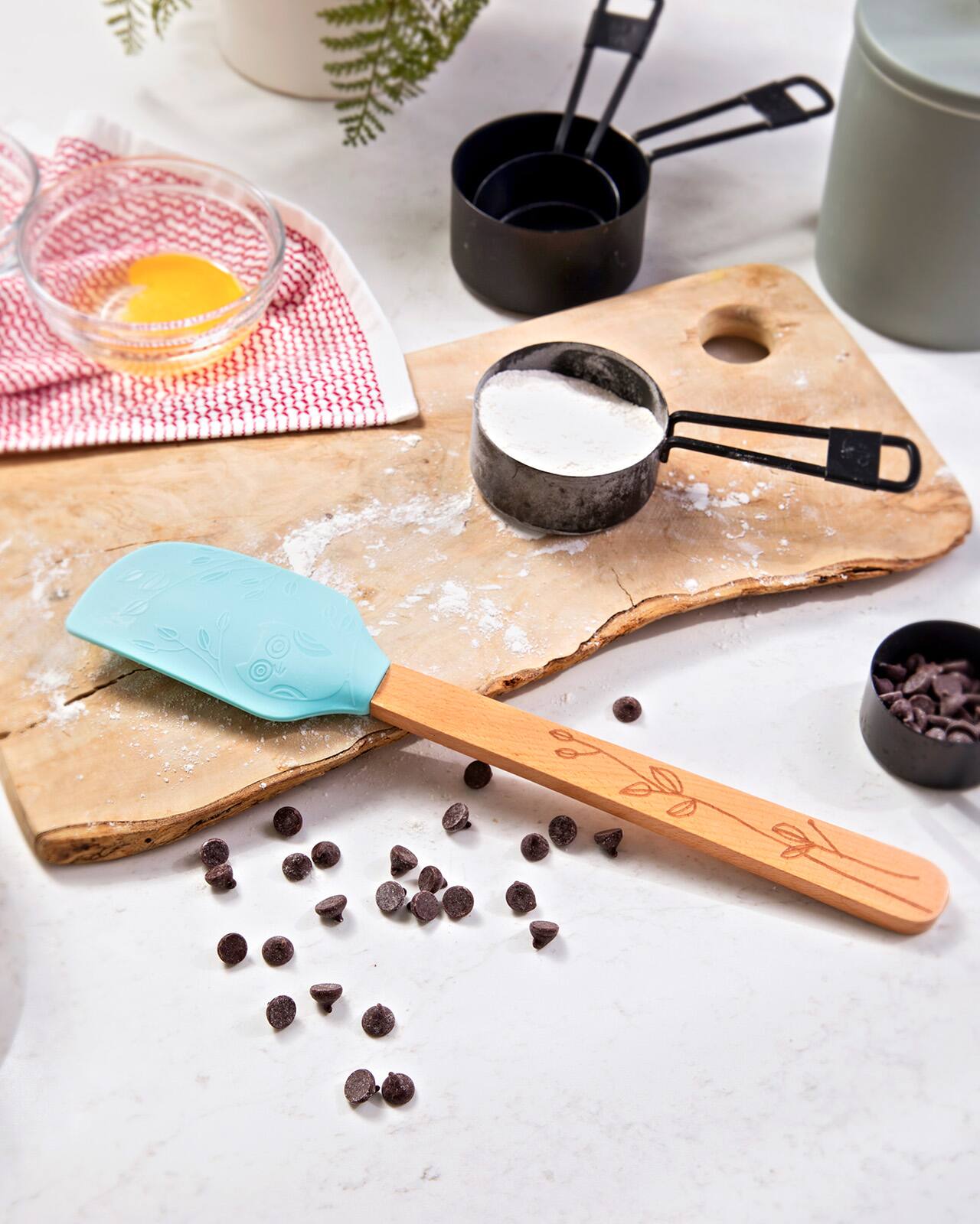 Alt View 1. Talisman Designs - Laser Etched Beechwood Large Silicone Spatula, Nature Collection, Set of 1 - Blue.