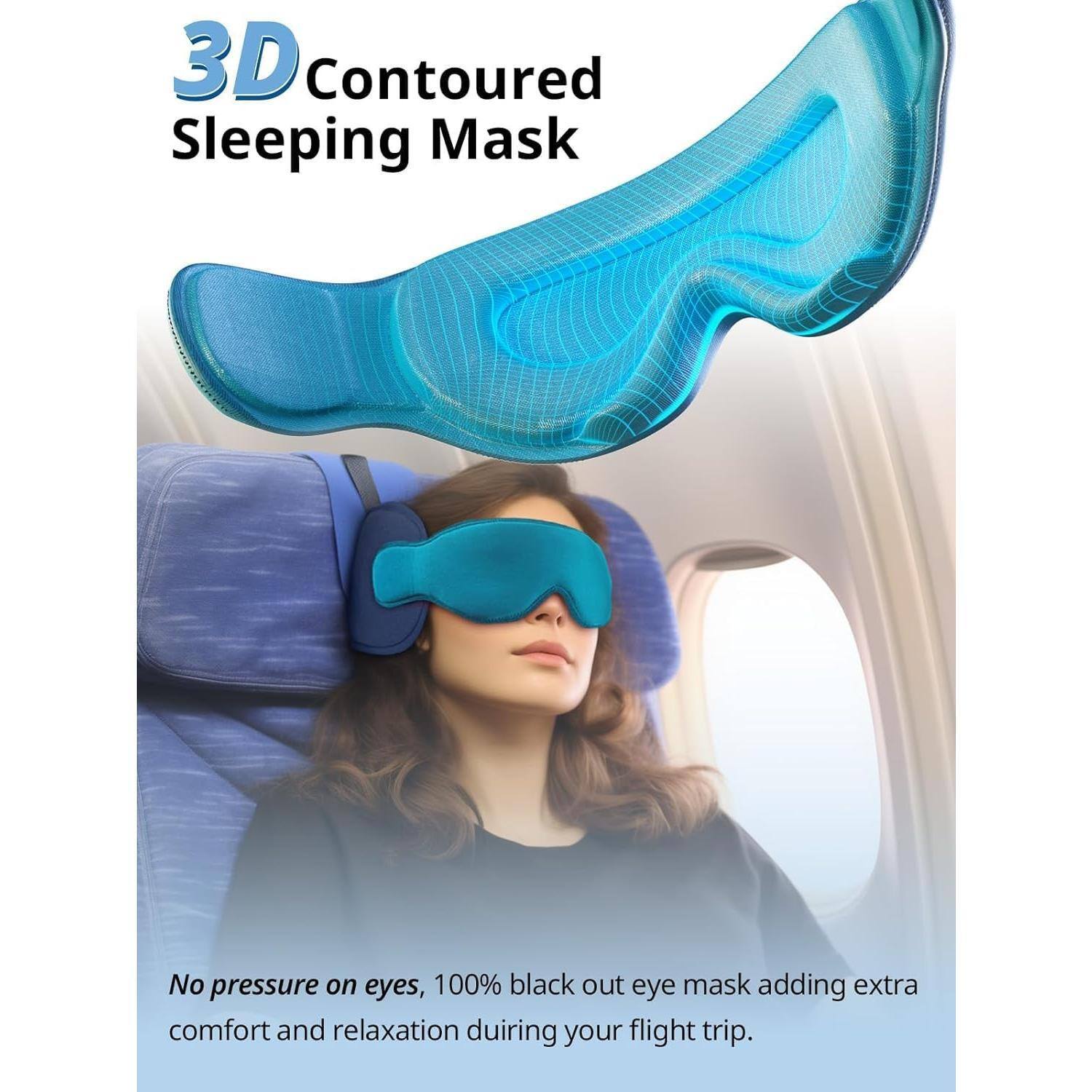 3D Contoured Sleeping Mask

No pressure on eyes, 100% black out eye mask adding extra comfort and relaxation during your flight trip.
