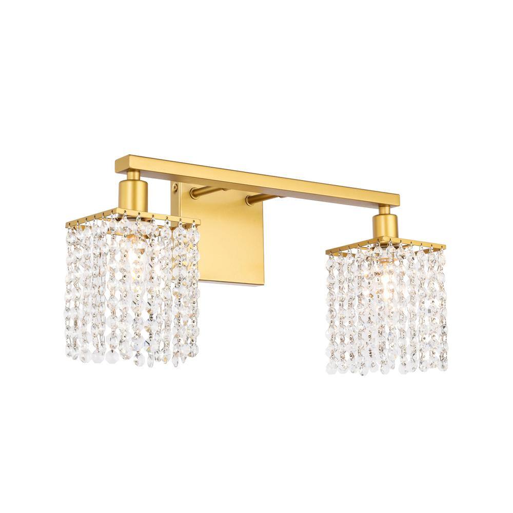 Alt View 4. Living District - Phineas 2 light Brass and Clear Crystals wall sconce - Brass And Clear Crystals.