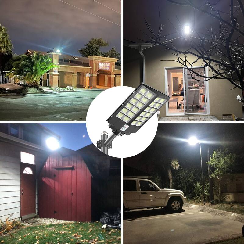 Alt View 6. Adewalk - 8000W Solar Street Light 100000LM Sensor LED Flood Light IP66 Waterproof Remote Control Lamp for Yard Parking Lot 2pack - BLACK.