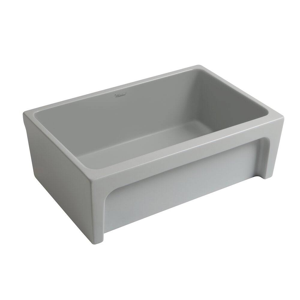 Angle. Whitehaus - Glencove 30" Reversible Matte Kitchen Fireclay Sink - Gray.