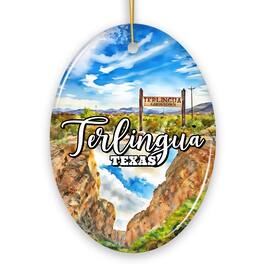 OrnamentallyYou - Charming Terlingua Ornament, Texas Ghost Town Christmas Gift and Desert Adventure Souvenir (Oval) - Multi-colored