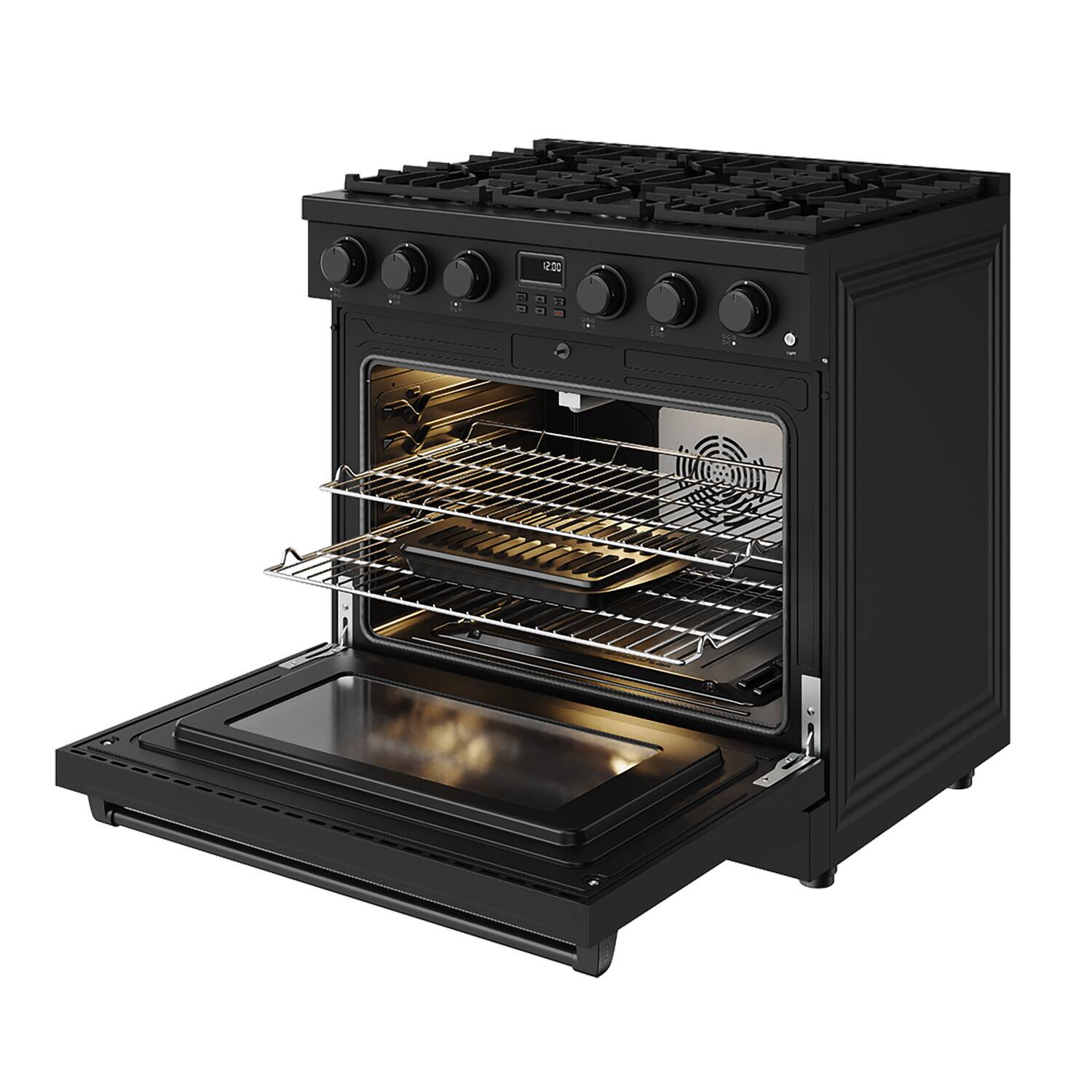 Alt View 5. Thor Kitchen - 6.0 Cu. Ft. Freestanding LP Gas Convection Range - Matte black.