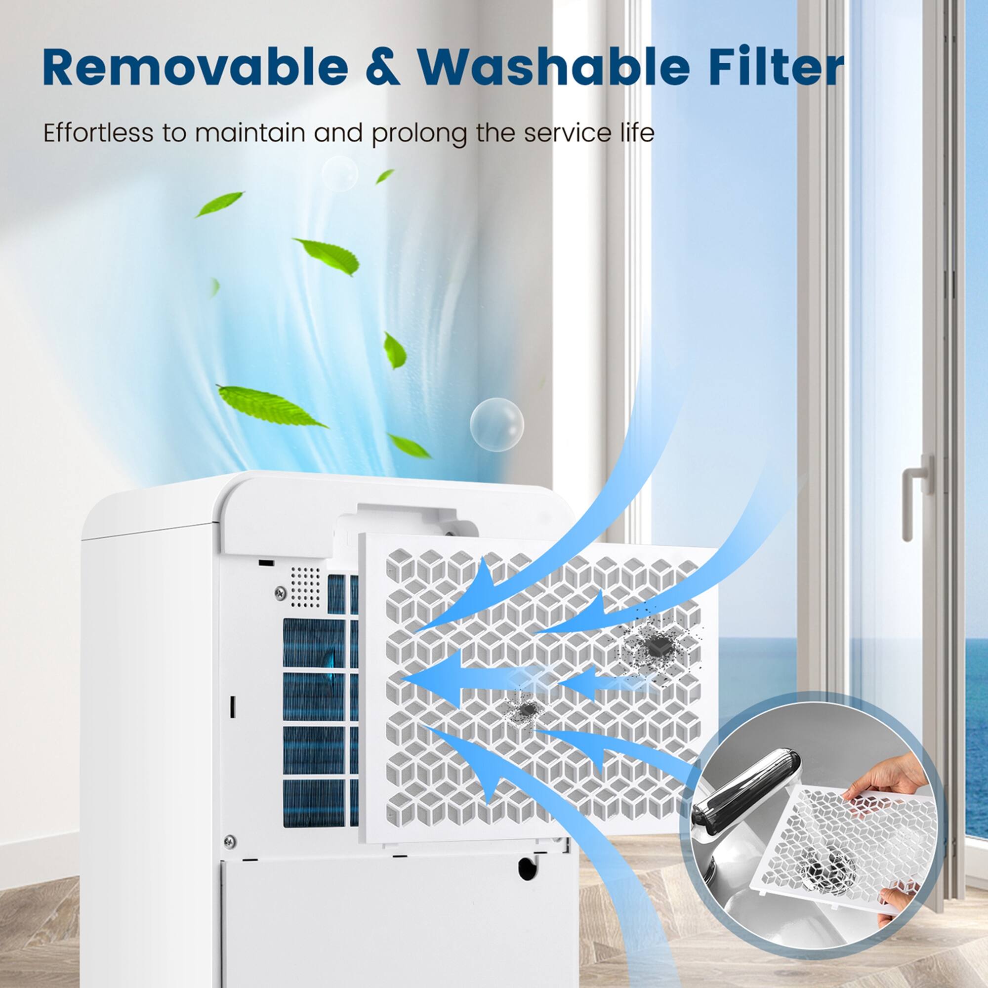 Removable & Washable Filter: Effortless to maintain and prolong the service life.