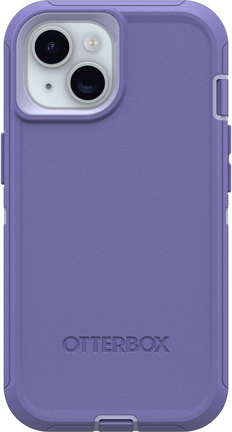 Angle. OtterBox - OtterBox - Defender Series Hard Shell For Apple iPhone 15, Apple iPhone 14, And Apple iPhone 13 - Mountain Majesty - Mountain Majesty (Purple).