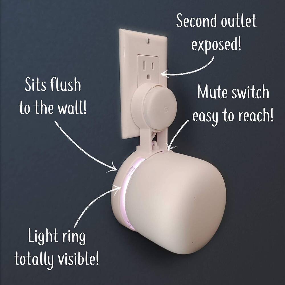 - Second outlet exposed!
- Sits flush to the wall!
- Mute switch easy to reach!
- Light ring totally visible!