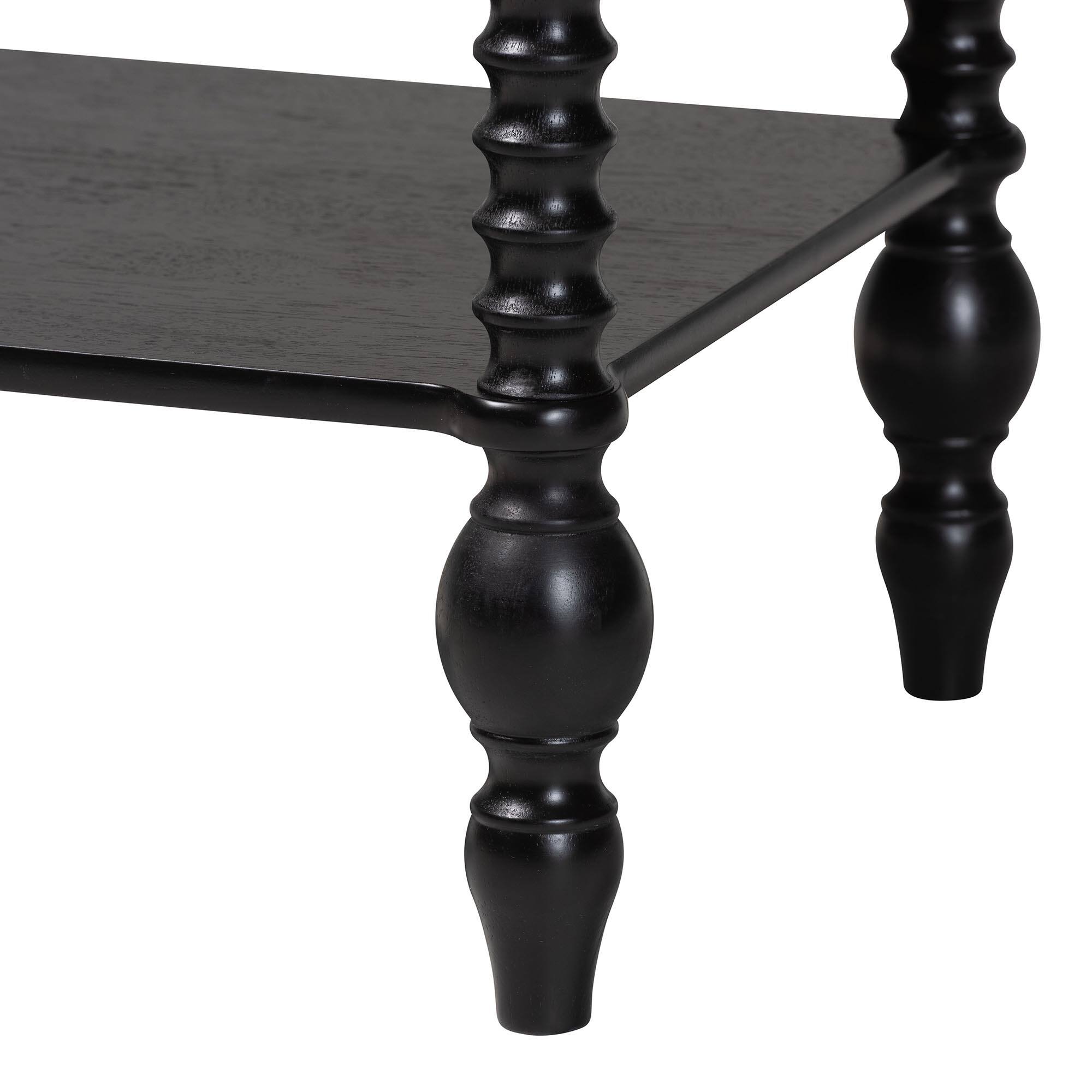 Alt View 4. Baxton Studio - Denita Spindle 4-Piece Bedroom Set - Farmhouse Platform Bed with Matching Dresser, Chest, and 1-Drawer Nightstand, Twin - Black.