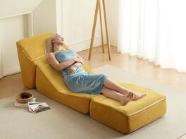 JETRANSPORT - Convertible Folding Sofa Bed Multi-functional Sleeper Chair With Memory Foam And Support - Portable - Yellow Sofa Bed