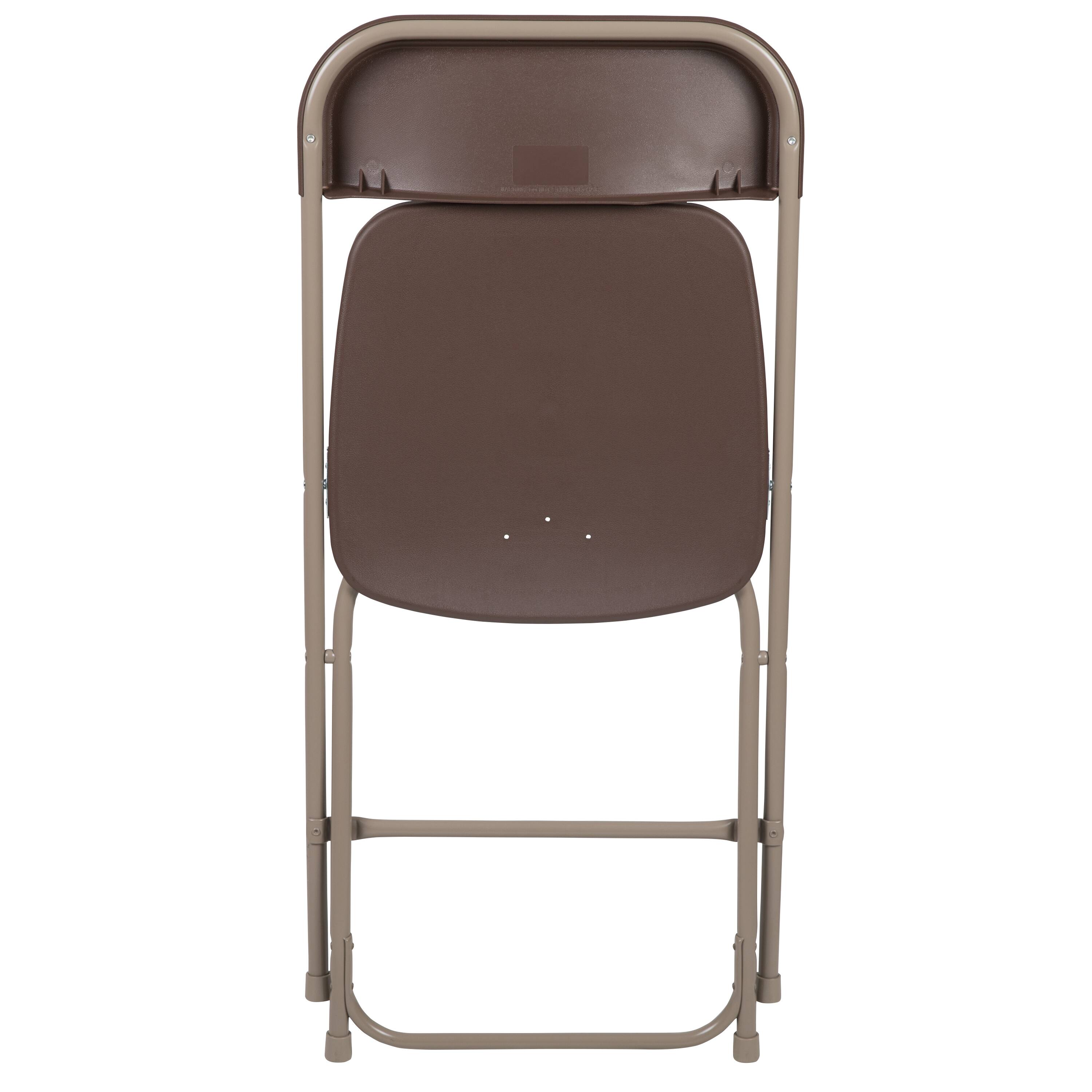 Alt View 9. Emma + Oliver - Set of 10 Stackable Folding Plastic Chairs - 650 LB Weight Capacity - Brown.