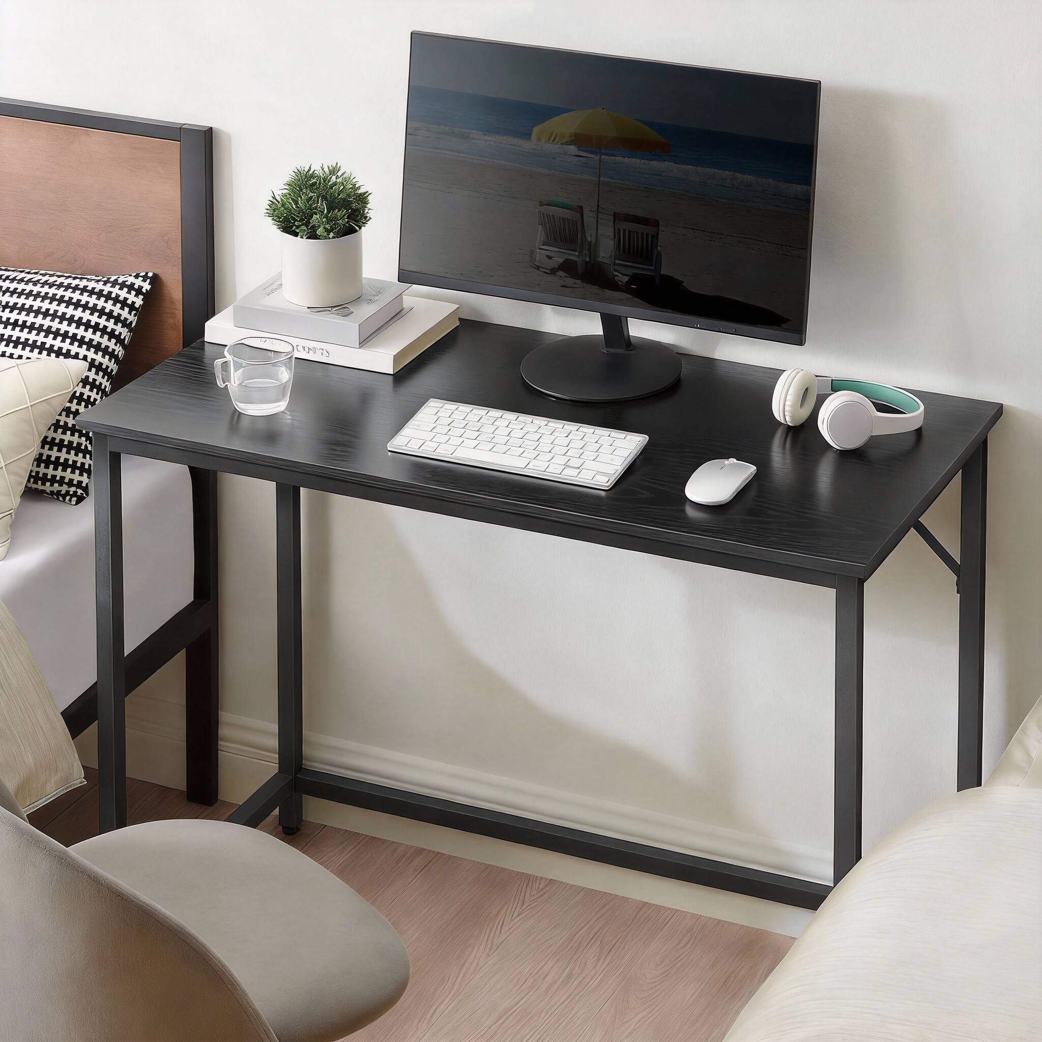 Alt View 1. Frangdom - Computer Desk Office Work Study Bedroom Living Room - Maple White + Cloud White 39.4".