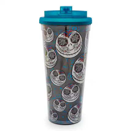 Front. Disney - Disney The Nightmare Before Christmas Jack Sugar Skull Plastic Travel Tumbler - Black.