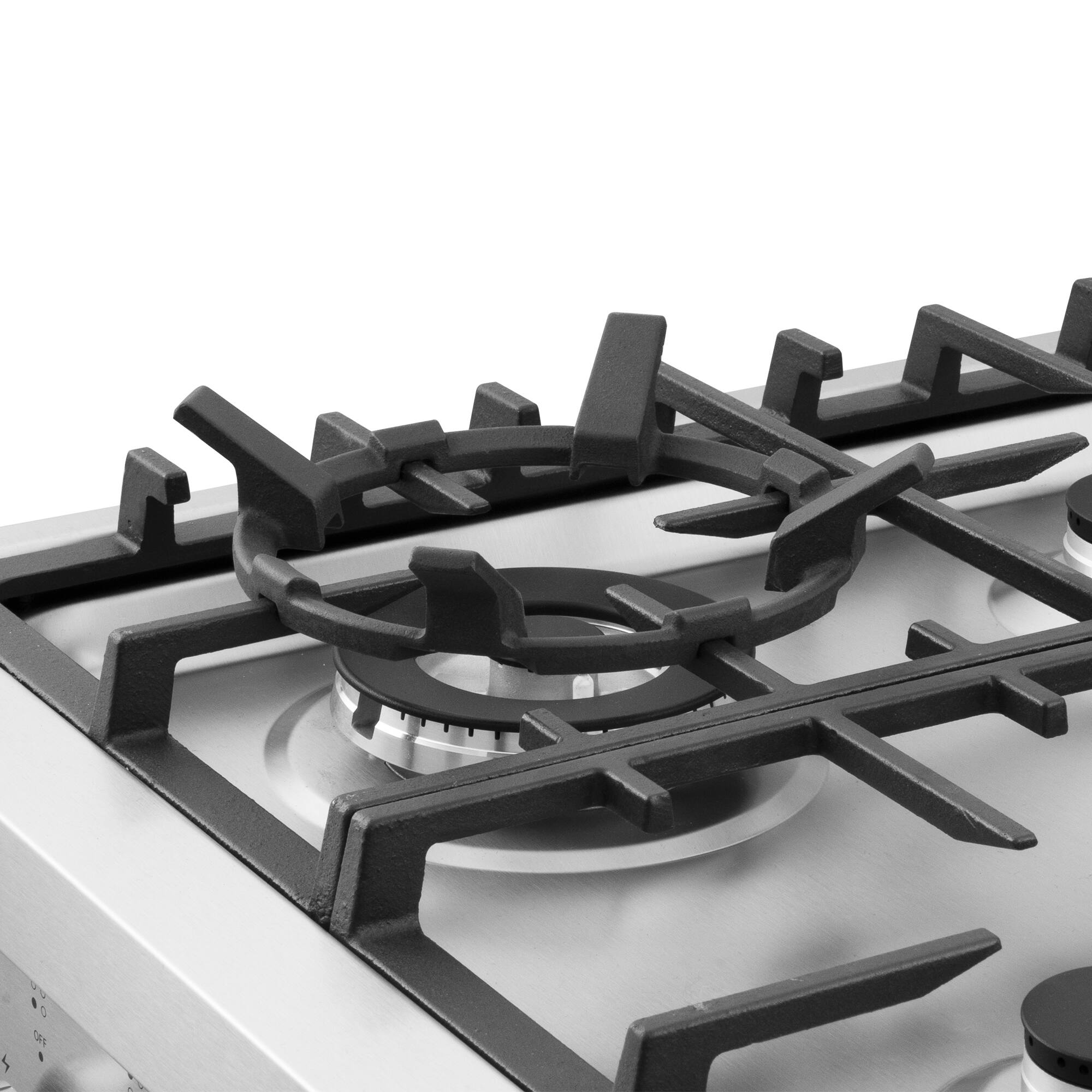 Alt View 6. COSMO - COS-244AGC 24 in. Nebula Collection 2.73 cu. ft. Gas Range, 4 Burners, Rapid Convection Oven, Cast Iron Grates - Stainless Steel.