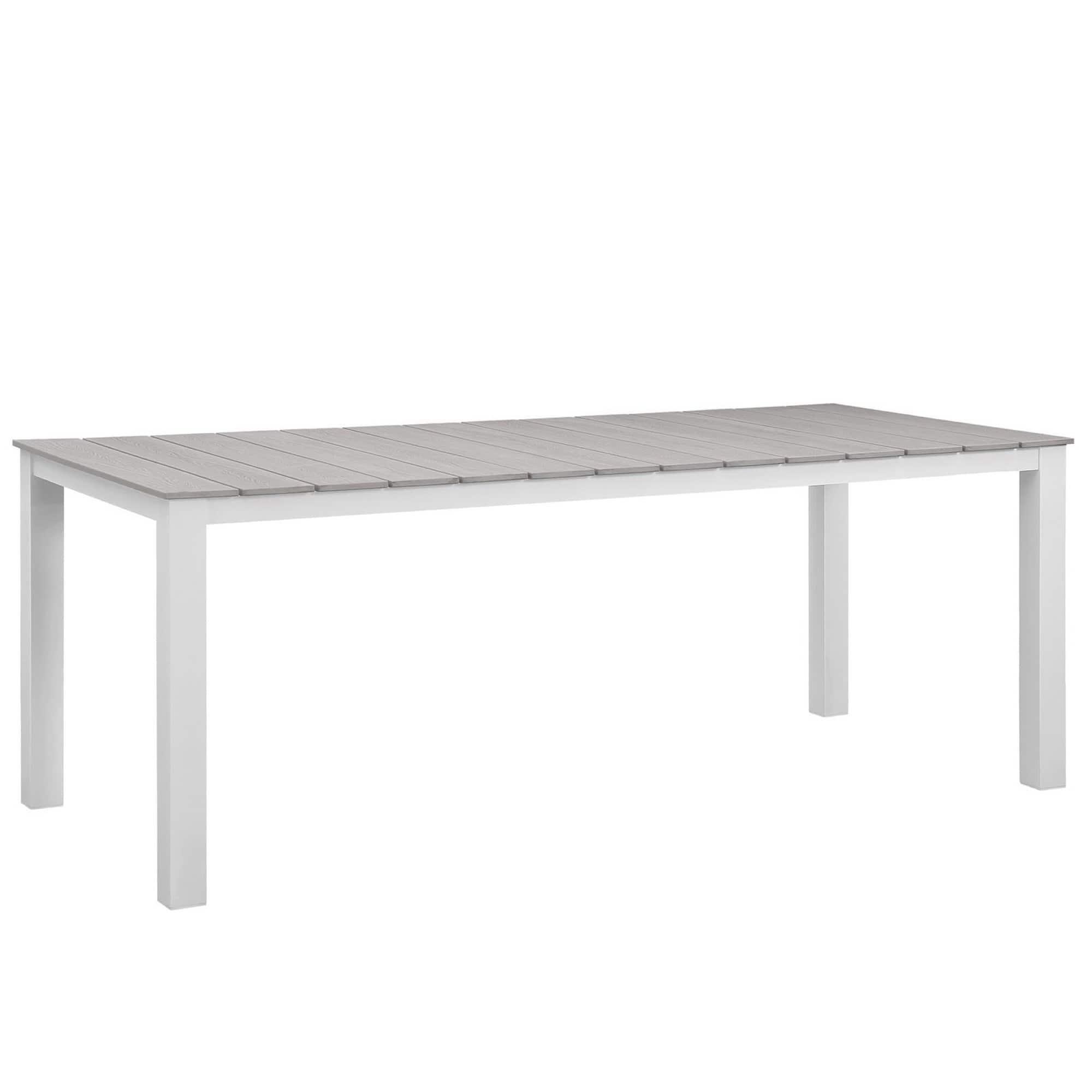 Maine 80" Outdoor Patio Dining Table by Modway - White Light Gray