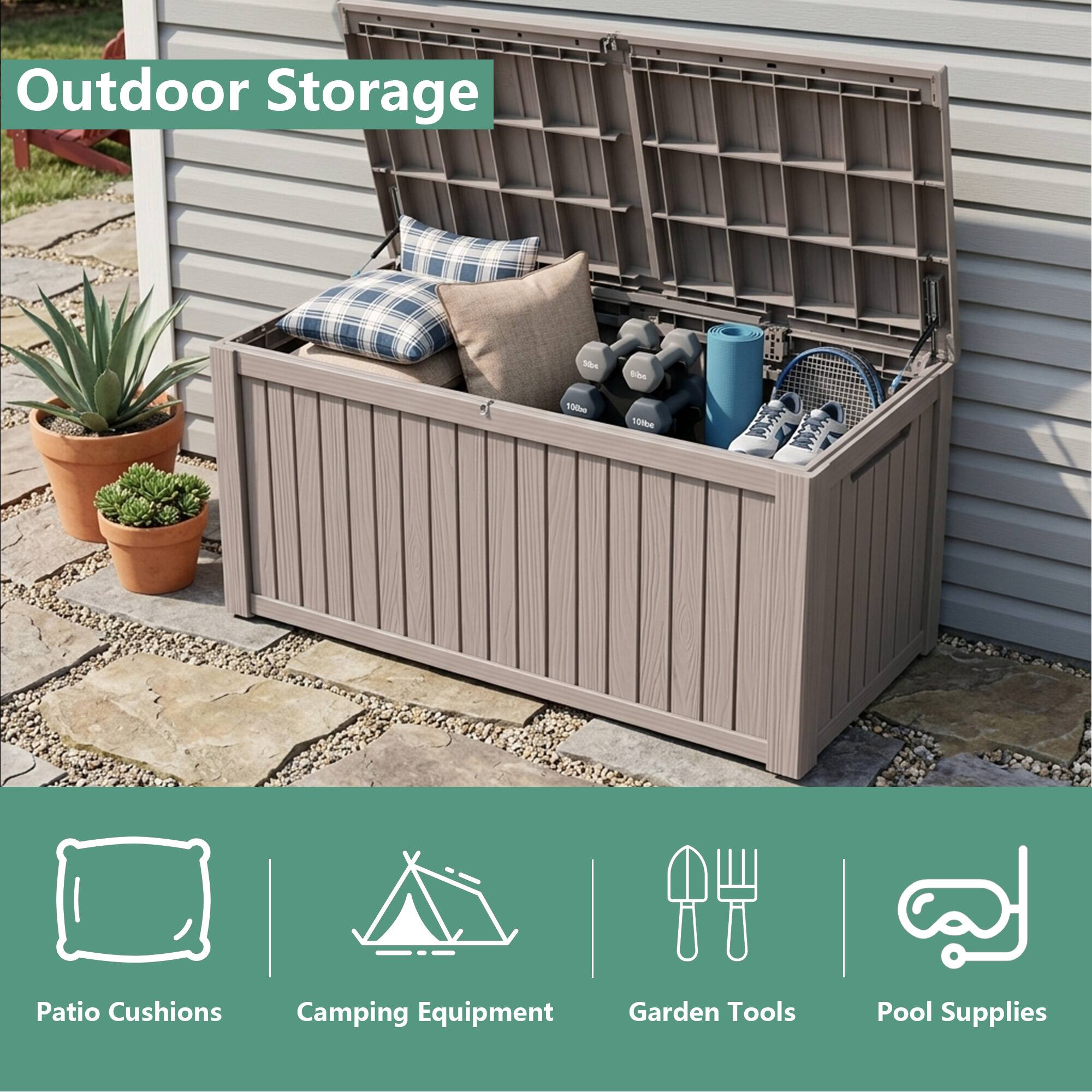 Outdoor Storage

- Patio Cushions
- Camping Equipment
- Garden Tools
- Pool Supplies