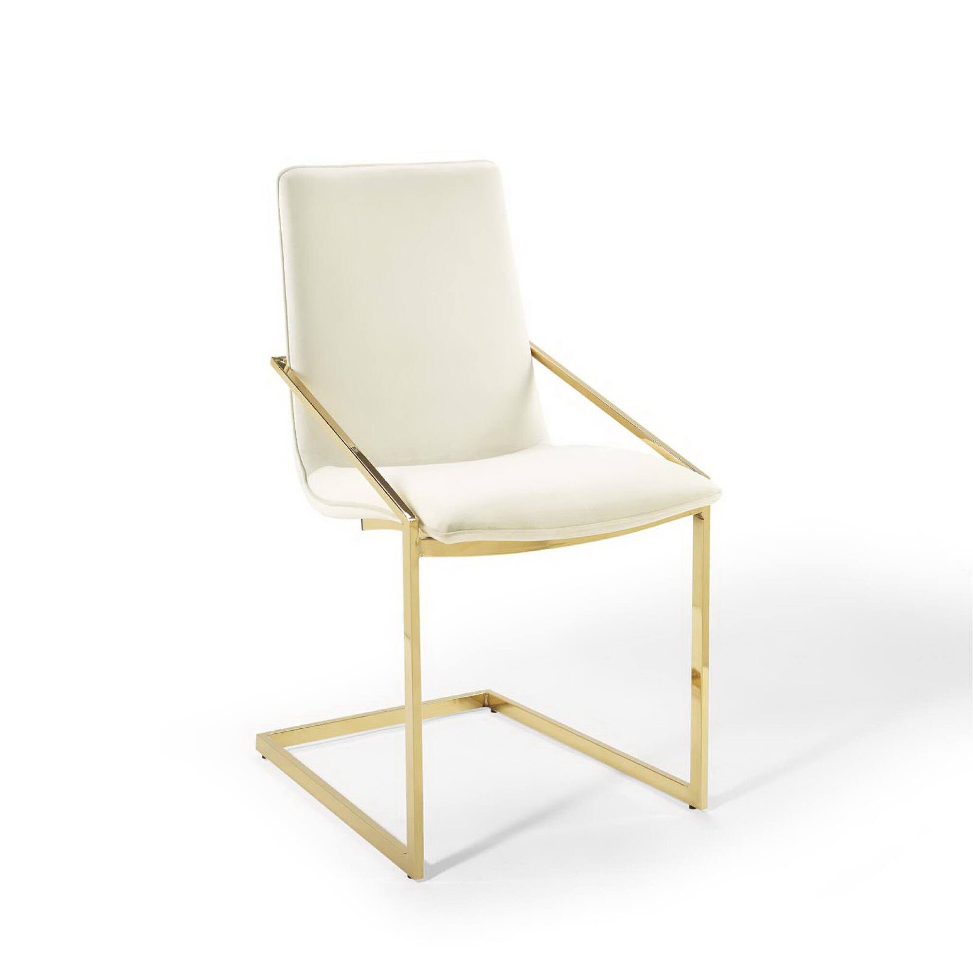 Angle. Modway - Pitch Performance Velvet Dining Armchair by Modway - Gold Ivory.