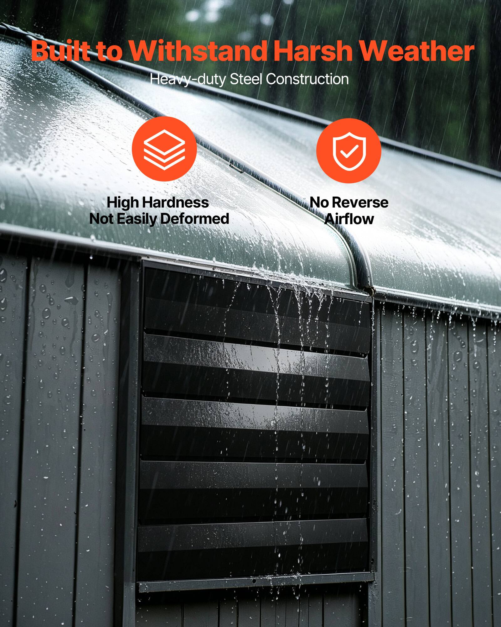 Built to Withstand Harsh Weather  
Heavy-duty Steel Construction  
High Hardness  
Not Easily Deformed  
No Reverse Airflow
