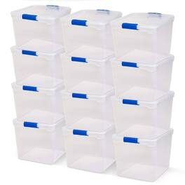 Homz - 31 Quart Heavy Duty Plastic Stackable Storage Containers, 12 Pack - Clear