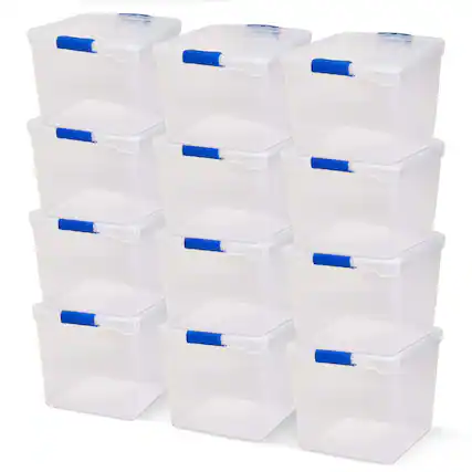 Front. Homz - Homz 31 Quart Heavy Duty Clear Plastic Stackable Storage Containers, 12 Pack - Clear.