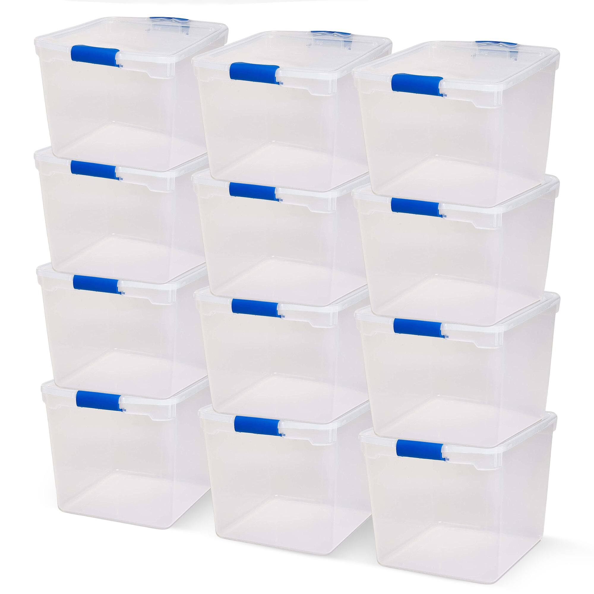 Front. Homz - Homz 31 Quart Heavy Duty Clear Plastic Stackable Storage Containers, 12 Pack - Clear.