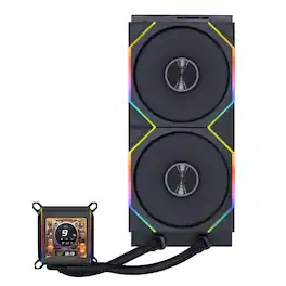 Lian Li - Galahad II LCD 280mm AIO Liquid Cooler - 2 X 140mm RGB Fans 2.88" IPS LCD Screen - Pre-Installed Daisy-Chained TL Fans - Black