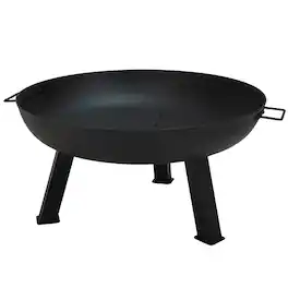 Sunnydaze - 30 in Rustic Cast Iron Outdoor Raised Fire Pit Bowl - Black