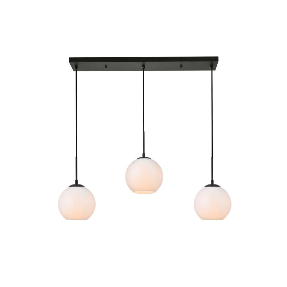 Alt View 3. Living District - Baxter 3 Lights Black Pendant With Frosted White Glass - Black And Frosted White.