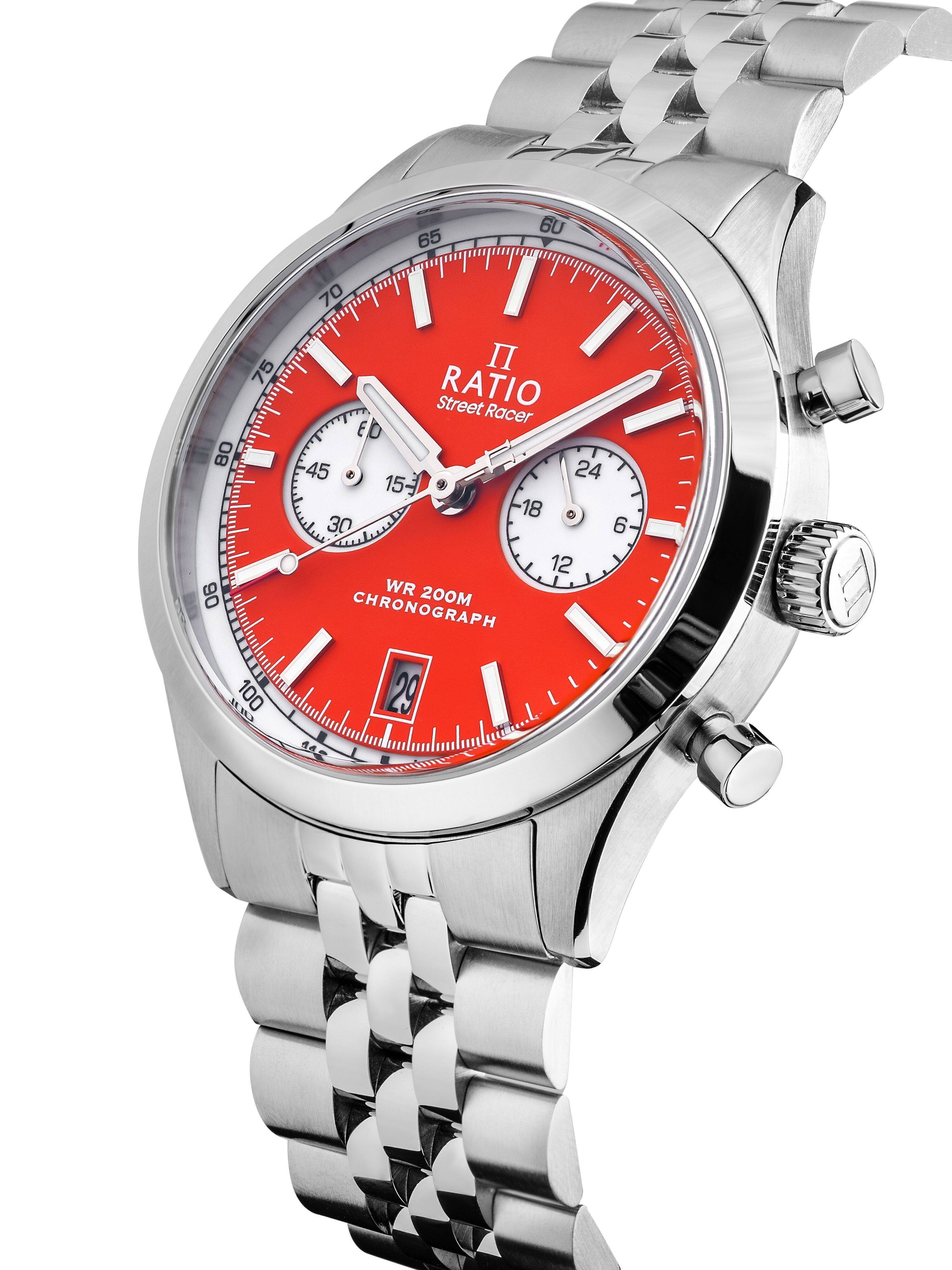 RATIO Street Racer Chronograph RTC015 200M Red Reverse Panda Dial